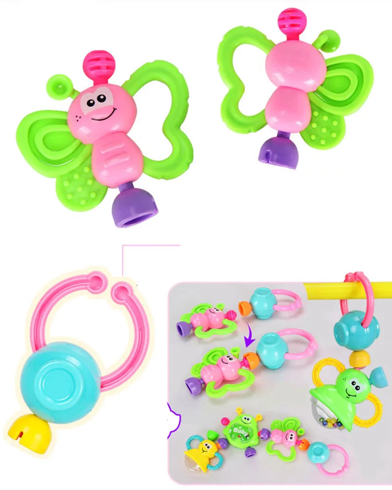 Sonajeros de juguete para bebés, juguetes para la dentición, campana de mano para niños, juegos ABS de desarrollo para niños, juguetes para bebés recién nacidos de 0 a 12 meses