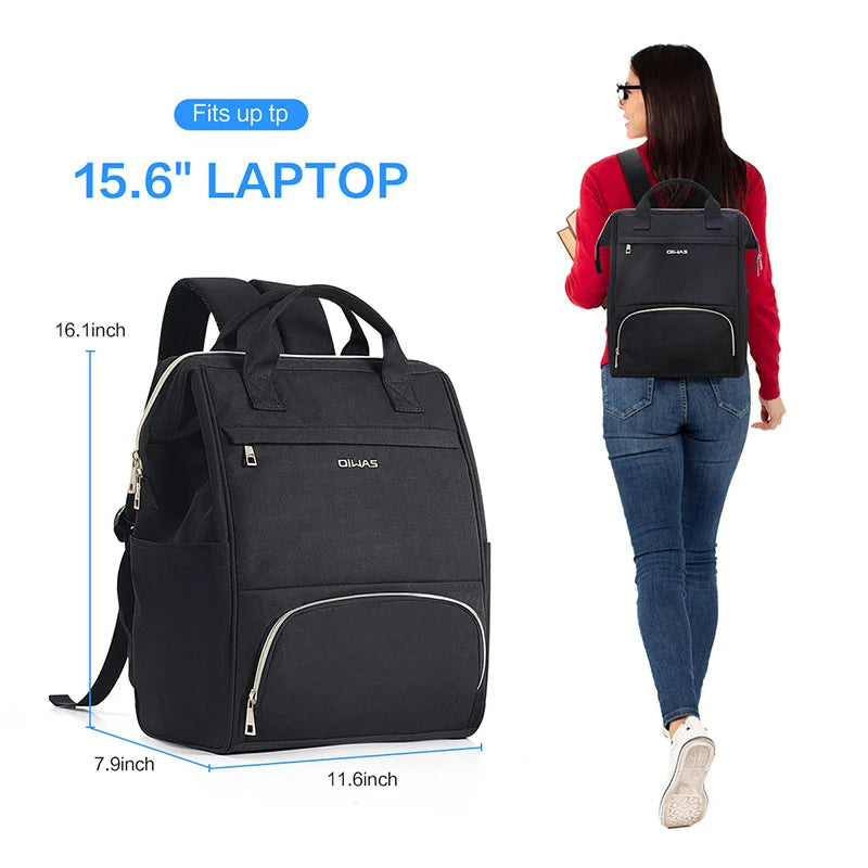 Mochila de almuerzo OIWAS para mujer, mochila para ordenador portátil de 15,6 pulgadas, mochila térmica con puerto USB, para hombres, viajes, trabajo, picnics, senderismo