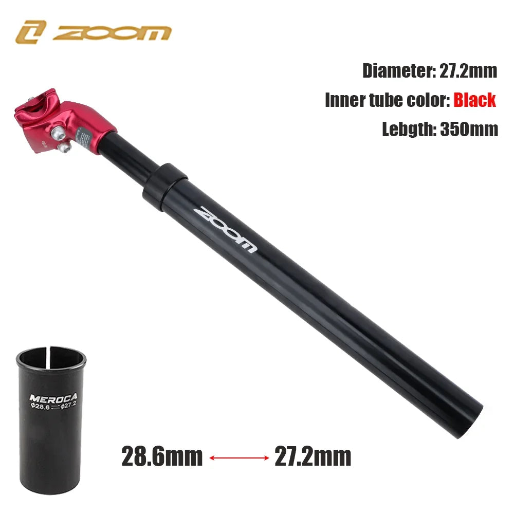ZOOM-tija de sillín de suspensión para bicicleta de montaña, amortiguador, Alu, 27,2, 28,6, 30,1, 30,4, 30,9, 31,6, 33,9mm