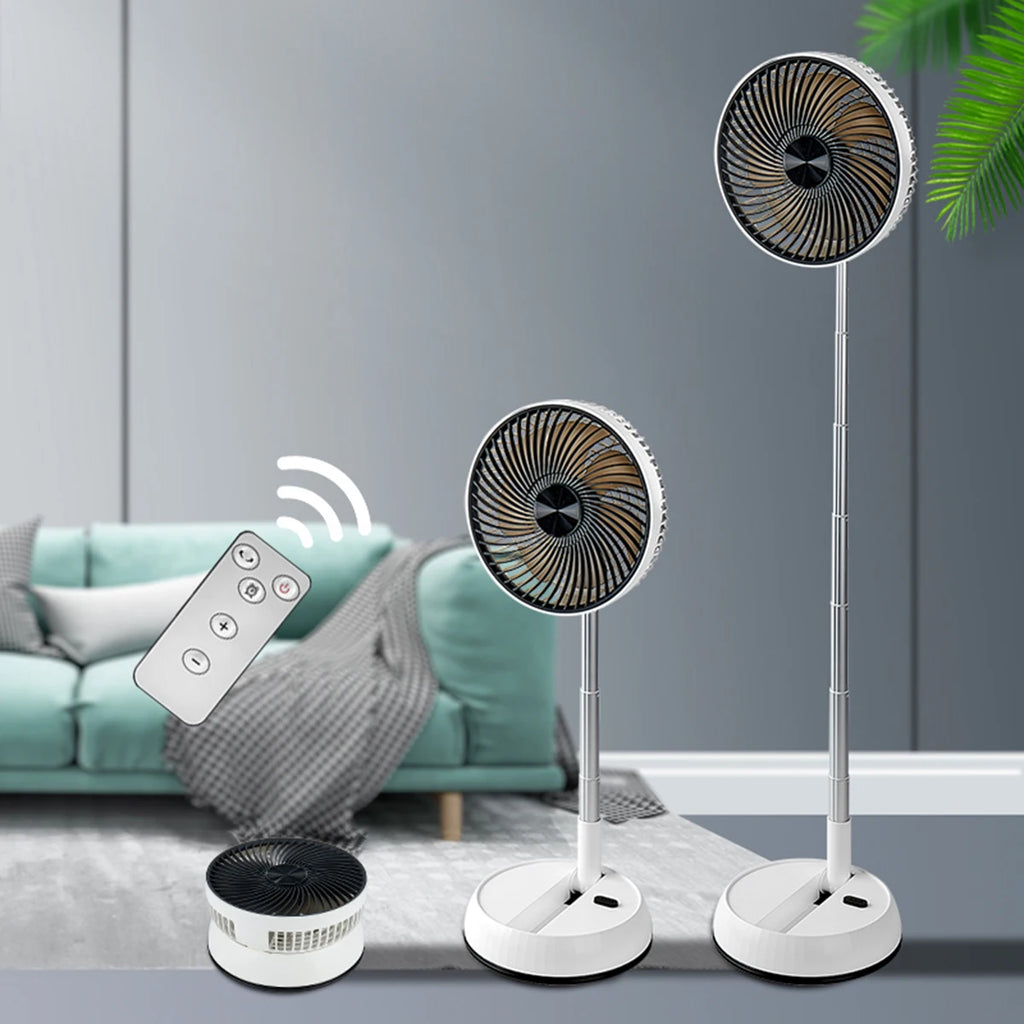 Ventilador de pie oscilante portátil con mando a distancia, ventilador de escritorio plegable, ventilador de Pedestal con batería recargable para acampar