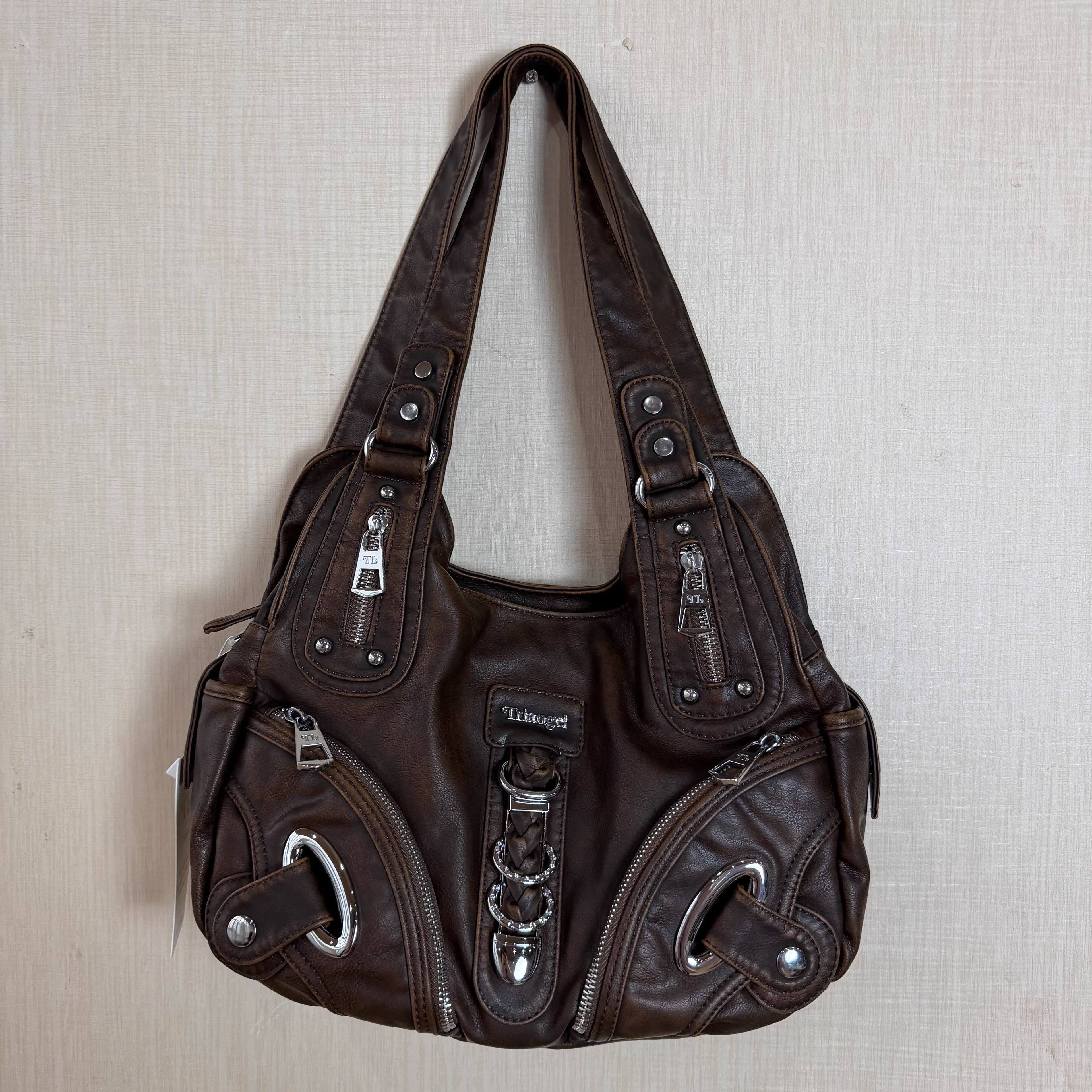 Bolsos de Mano Vintage con Estampado de Leopardo para Mujer, Estilo Punk Biker Y2K, Bolso de Hombro con Asa Superior, Bolsos de Axila para Dama, con Múltiples Bolsillos