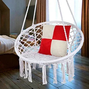 Silla Columpio de macramé para exteriores, hamaca de cuerda tejida a mano, hamaca con parada en Y para el hogar, dormitorio, Patio, terraza Y jardín interior