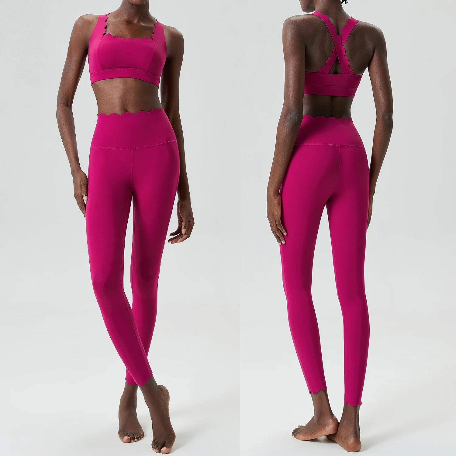 Traje de gimnasio de Color sólido para mujer, conjunto de dos piezas para Fitness y Yoga, ropa deportiva ajustada para correr, ropa de entrenamiento transpirable