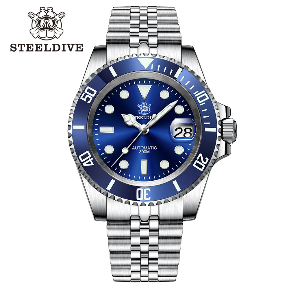 STEELDIVE SD1953 41MM clásico agua fantasma calendario lupa NH35 movimiento mecánico BGW9 superluminoso 30Bar reloj impermeable