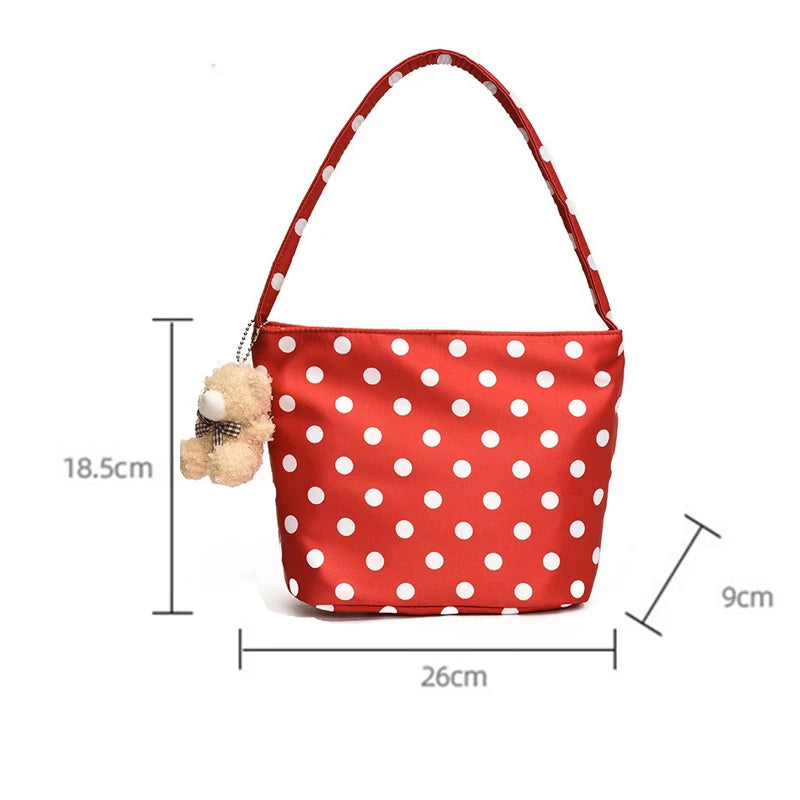 1 bolso de hombro de lunares de Color puro, bolsos de moda para mujer, bolsos de cubo Retro Chic, bolso de mano de estilo coreano a la moda