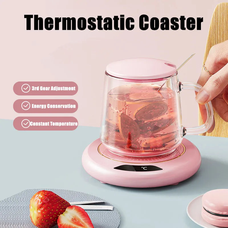 Posavasos de calefacción termostática USB, posavasos de calefacción para el hogar, ajuste de 3 velocidades, temperatura constante de 55 grados, 1 ud.