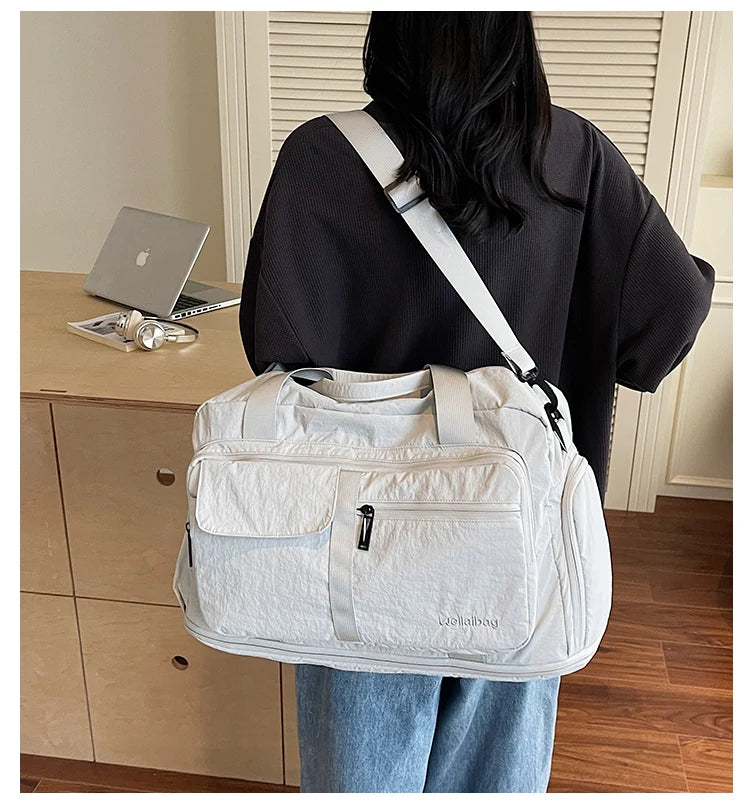 Bolsas de viaje Oxford con cremallera a la moda, bolsos sencillos de gran capacidad para mujer, gran oferta 20220, bolsas de viaje portátiles con hilo de coser