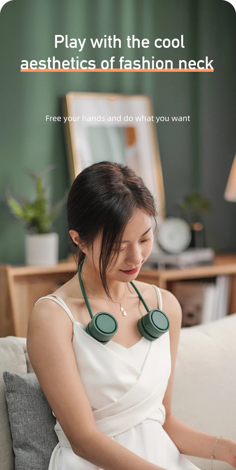 Ventilador de Cuello Homefish, Ventilador sin Aspas, Ventilador de Cuello Portátil, Mini Enfriador de Aire, Ventiladores Eléctricos Recargables por USB