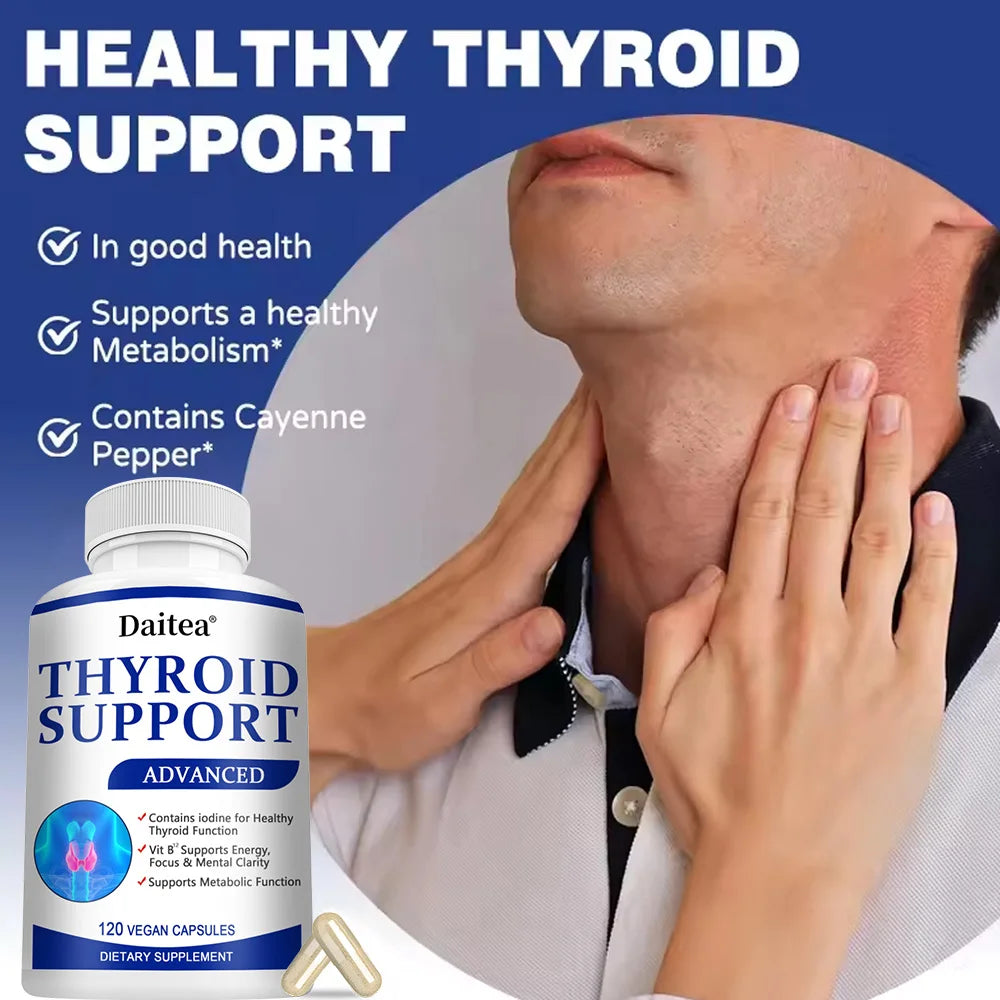 Suplemento Tiroideo con L-tirosina, Iodo, Zinc y Selenio - Promueve la Memoria, Cognitiva, Salud y Metabolismo de Tiroides, NO-GMO