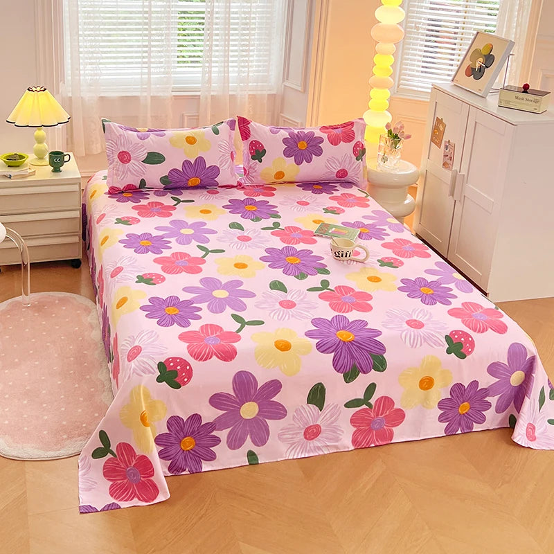 Sábanas Suaves y Agradables al Tacto, Estampadas, para el Hogar, Planas, para Cama King, Queen, Individual, Doble, Transpirables, Duraderas, 1 o 3 Piezas/Juego