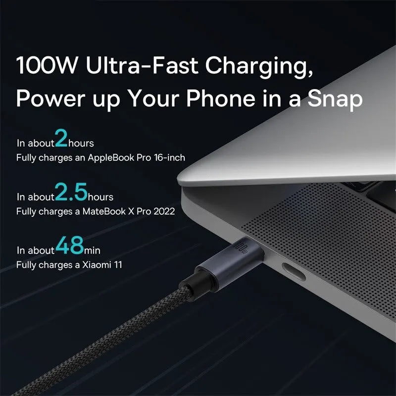 Baseus-Cable USB tipo C de carga rápida, cargador de 100W, PD, para iPhone 16, 15 Plus Pro Max, Macbook, Xiaomi y Samsung