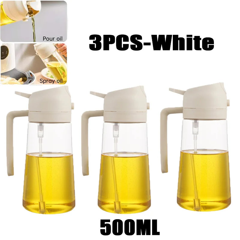 Botella pulverizadora de aceite en aerosol de plástico 2 en 1, 500ml, dispensador de aceite en aerosol, tarro de aceite, vinagrera, barbacoa, cocina, hornear, asar, Picnic, herramienta de cocina