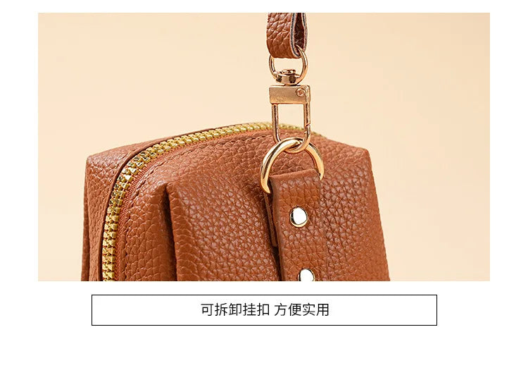 Nueva Mini Bolsa de Monedas para Mujer, Portátil, para Guardar Lápiz Labial, Monedero de Cuero PU de Moda, con Correa Antipérdida, Bolsa para Llaves, Tarjetero Pequeño
