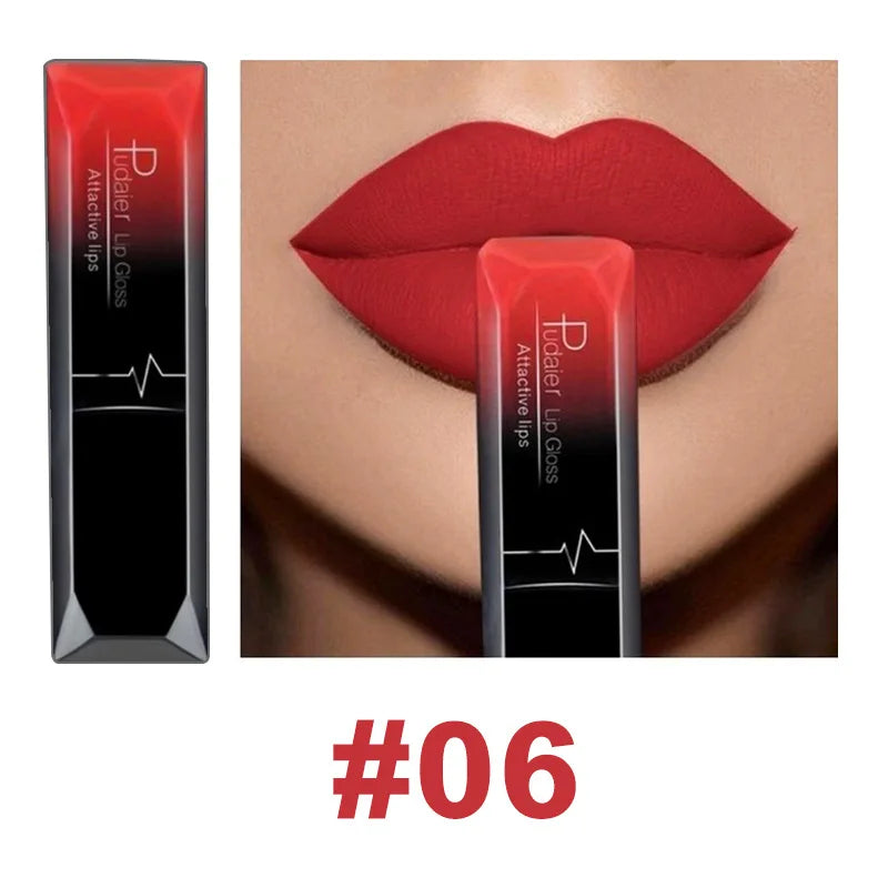 Lápiz labial líquido mate resistente al agua brillo de labios de larga duración tinte Sexy rojo desnudo púrpura lápices labiales metálicos cosméticos de maquillaje