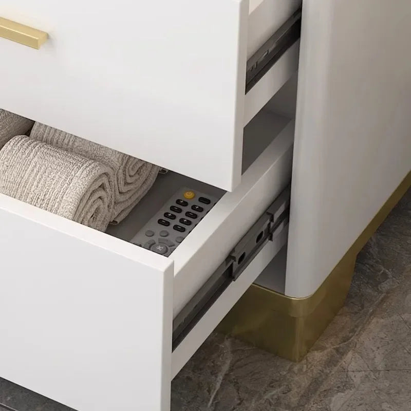 Mesita de Noche con Cajones, Mesa Auxiliar para Cama, Gabinete Blanco, Mesitas de Noche con Almacenamiento, Mueble Criado Mudo