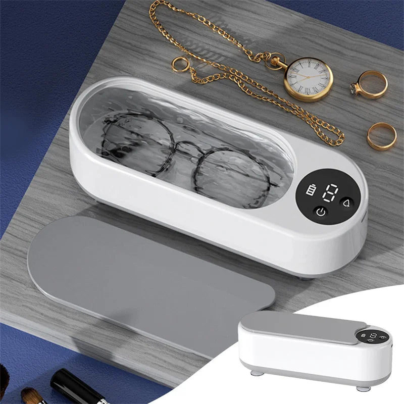 Máquina de limpieza doméstica portátil, limpiador ultrasónico de cápsulas limpias de 450ml, máquina limpiadora de joyas para anillos, gafas, brochas de maquillaje