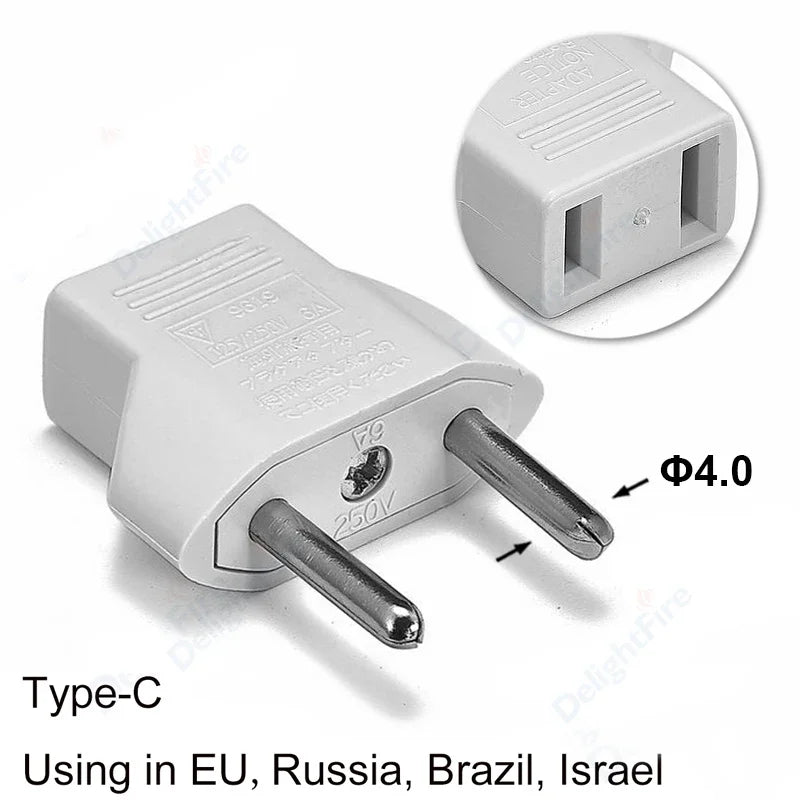 Adaptador de enchufe eléctrico estadounidense, europeo, UE a EE. UU., América, China, CN, Canadá, CA, adaptador de viaje, enchufe de 2 pines, convertidor tipo A, adaptador de corriente
