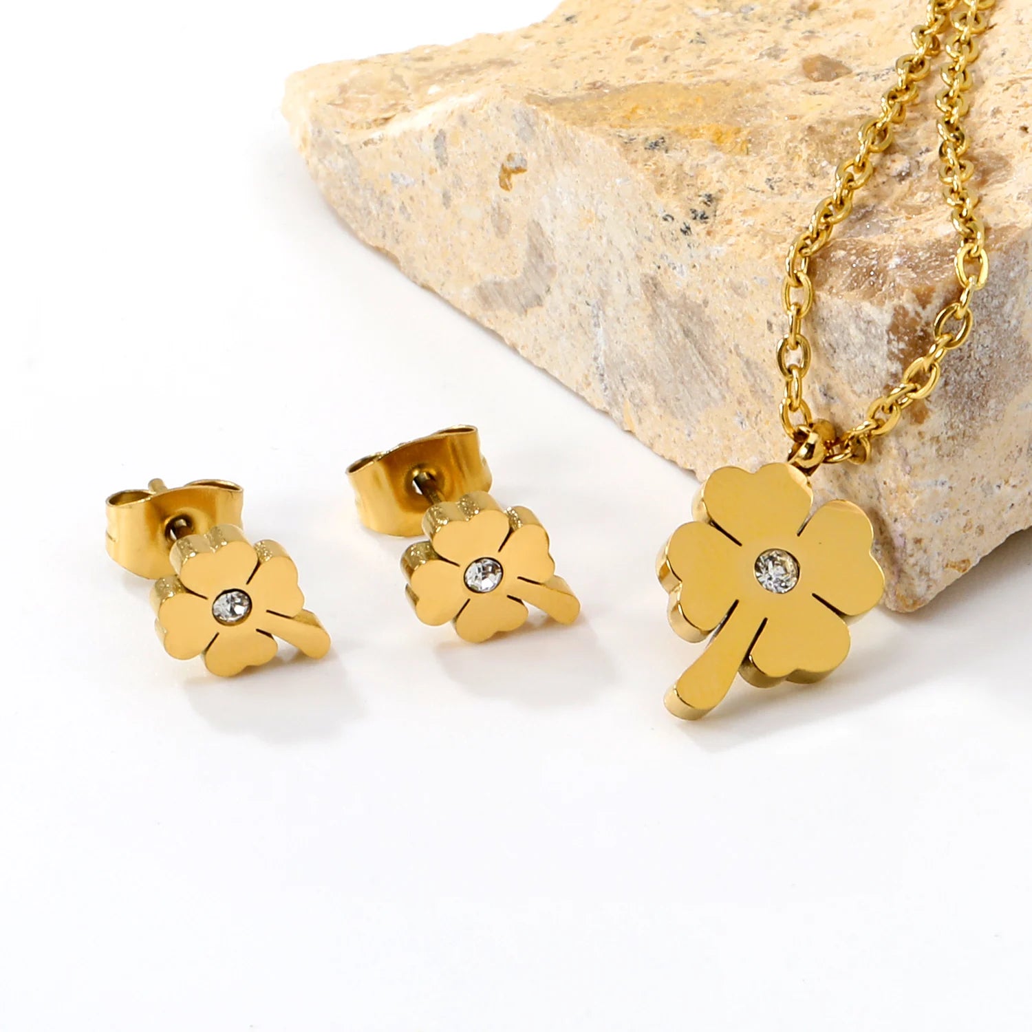ASONSTEEL-collar con colgante de circonia y flor de corazón brillante para mujer, conjuntos de joyería de acero inoxidable, regalos delicados para uso diario