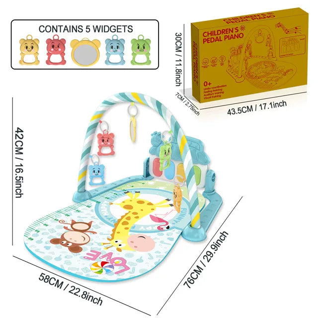 Alfombra de gimnasio para actividades musicales para bebé, alfombra para recién nacido, Pedal, teclado de Piano, estante de Fitness infantil, tapete para gatear, juguetes de regalo