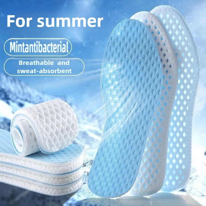 Plantillas de sensación fresca para hombre y mujer, almohadillas suaves para absorber el sudor, desodorización, calzado deportivo transpirable, plantilla descalza de alta elasticidad, 1/3/5 pares