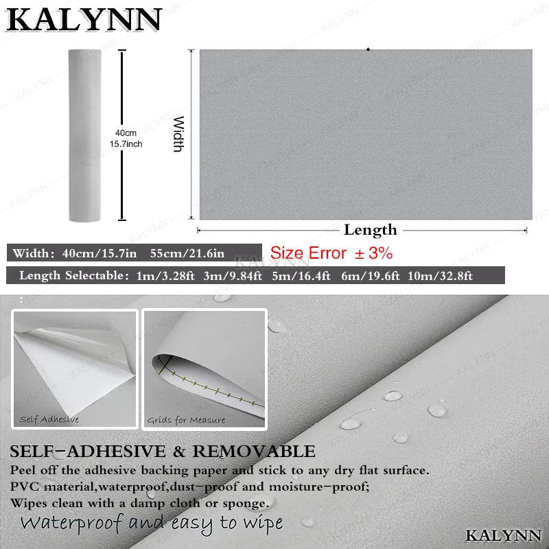 Papel tapiz impermeable de Color sólido, autoadhesivo para habitación, armario blanco y negro, pegatina de pared mate para muebles de cocina, ancho personalizable