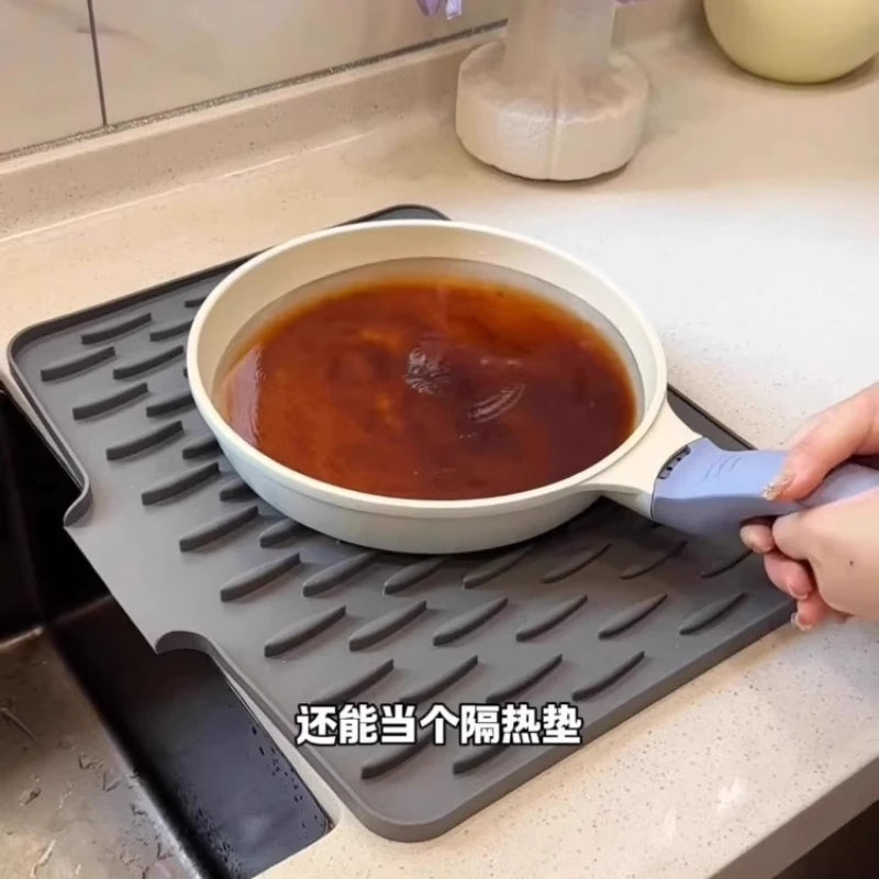 Tapete de Silicona para Escurrir Platos, Frutas y Verduras, Aislante del Calor para la Encimera del Hogar