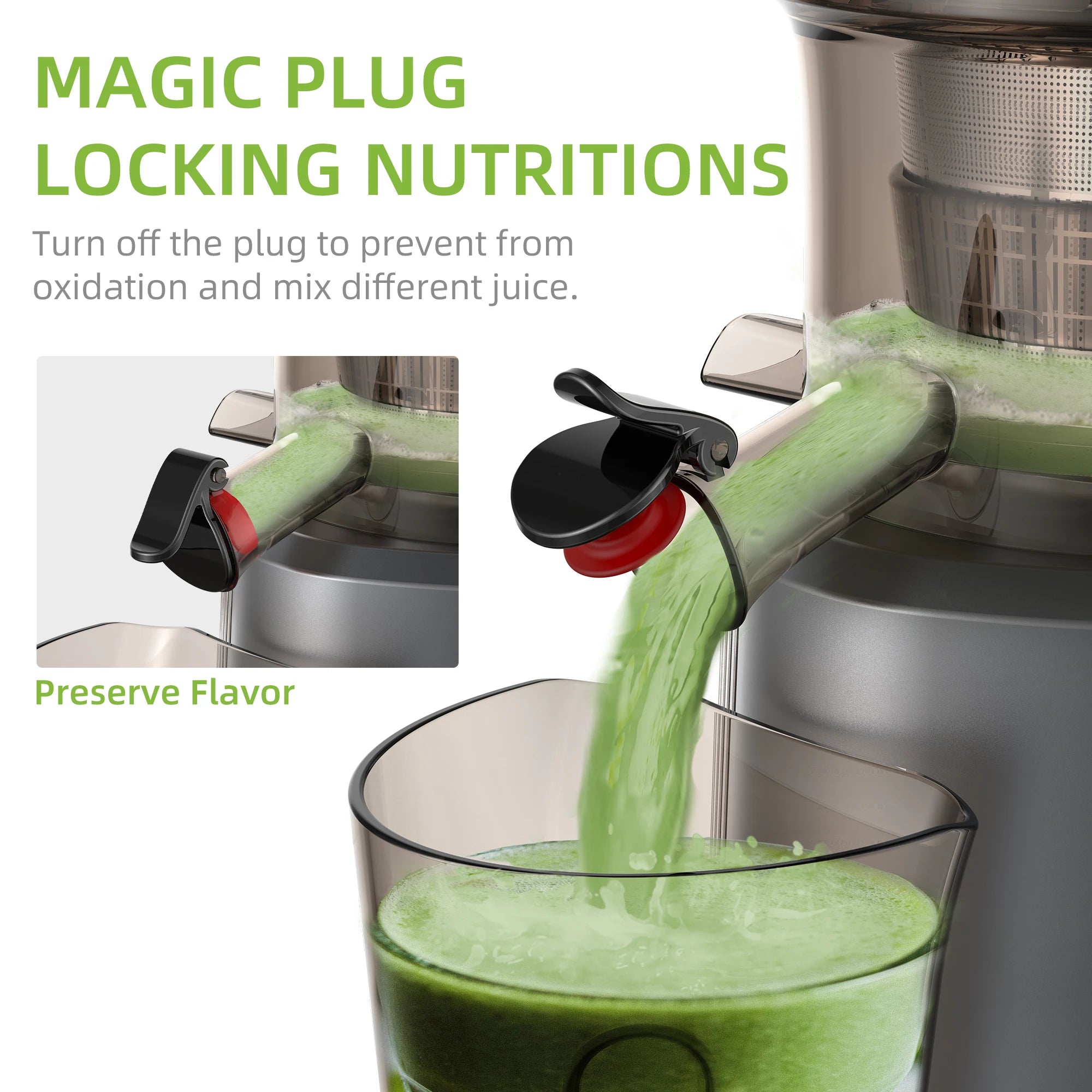 BioloMix-exprimidor de prensa en frío con conducto de alimentación de 78mm, potente Motor de 200W, 40-65RPM, Extractor de zumo de masticulación lenta, se adapta a frutas completas