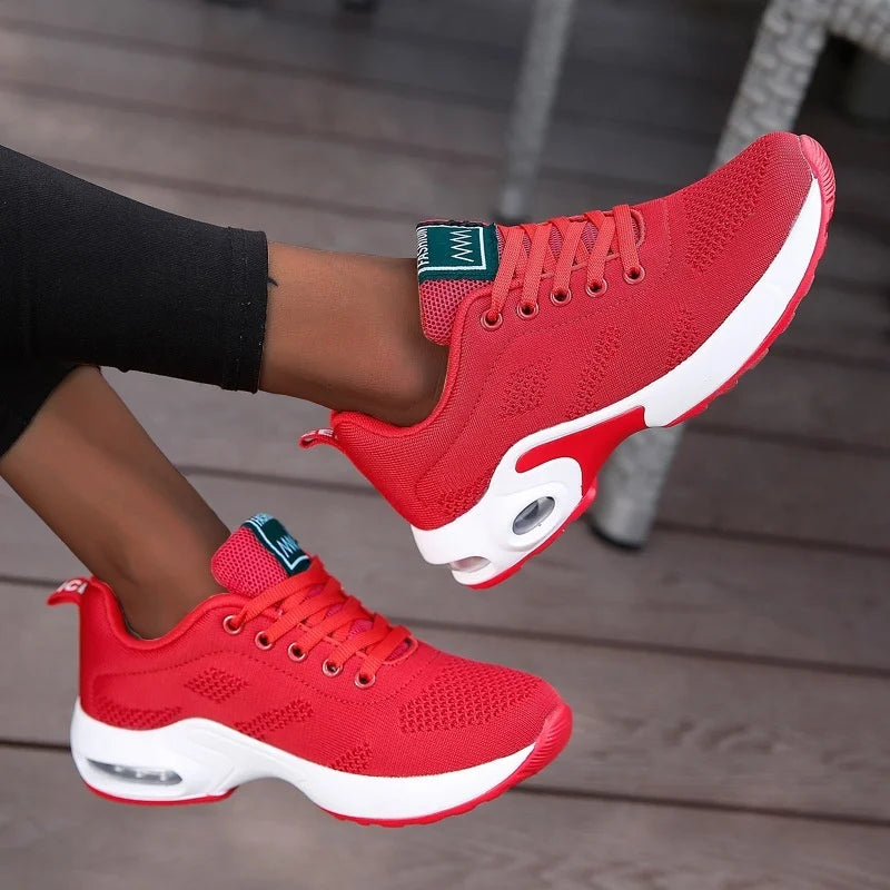 Zapatillas de deporte informales con plataforma para mujer, zapatos de malla transpirables para correr, Tenis deportivos gruesos de verano, zapatos vulcanizados de lujo 2024