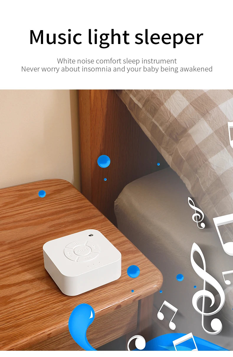 Máquina de ruido blanco para bebé para dormir, chupete de sonido portátil con 10 sonidos relajantes, recargable por USB, temporizador de apagado automático