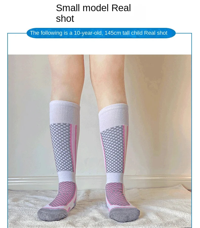 Calcetines de esquí profesionales para niños, calcetines de nieve gruesos, cálidos para otoño e invierno, calcetines de toalla para senderismo al aire libre para adultos