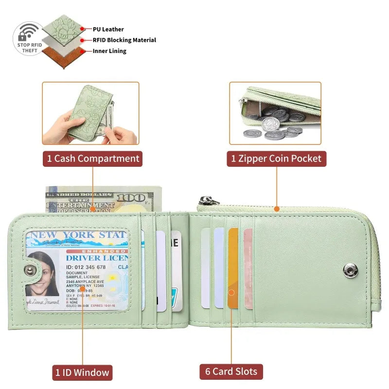 Monedero con cremallera para mujer con diseño en relieve de llavero, múltiples ranuras para tarjetas, billetera de gran capacidad, accesorios de moda