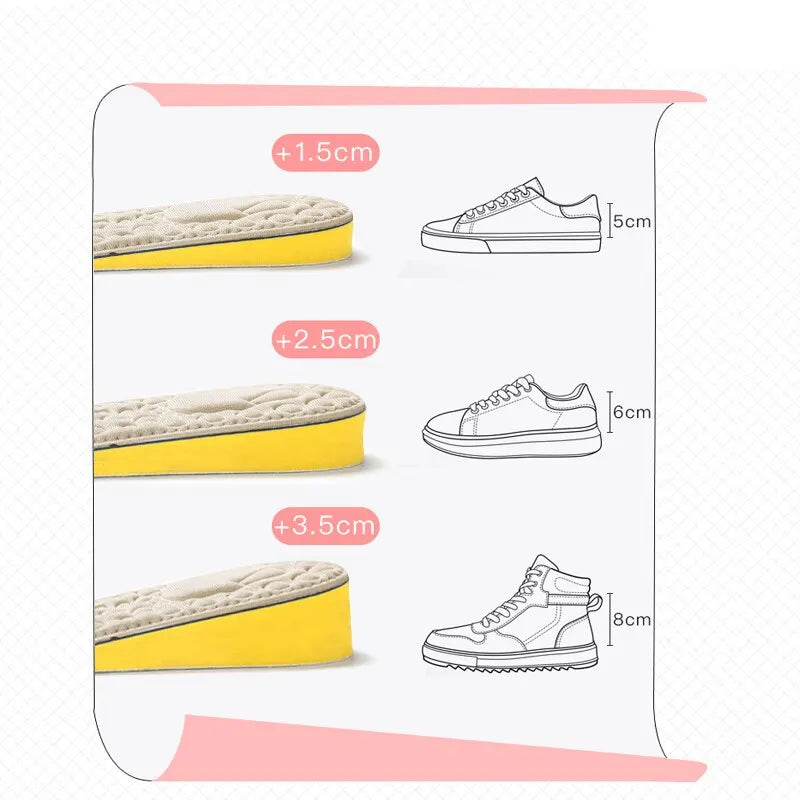 Plantillas de altura aumentada para zapatos de mujer, suela interior, inserto de zapato, elevación del talón, comodidad EVA, plantillas para el cuidado de los pies, 1 par