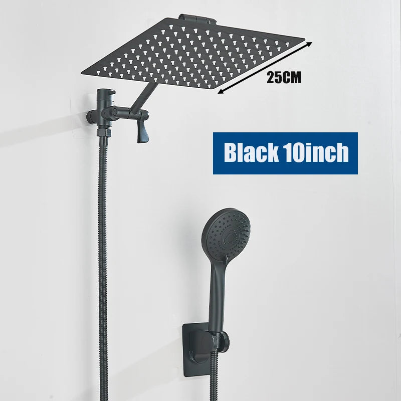 Juego de ducha oculto dos en uno, manguera larga para ducha, cabezal de ducha de lluvia de alta presión de 8/10 pulgadas, ducha de lluvia para baño