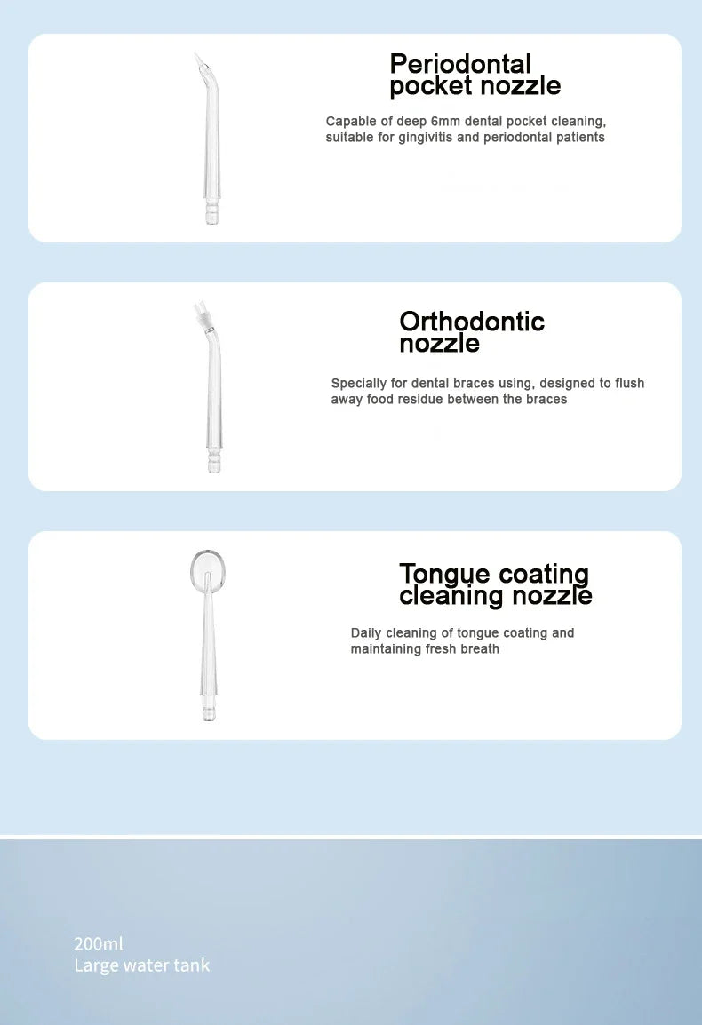 Irrigador Oral, aparato de hilo Dental con chorro de agua, hilo dental para odontología, lavadora bucal, herramientas de limpieza para blanqueamiento Dental