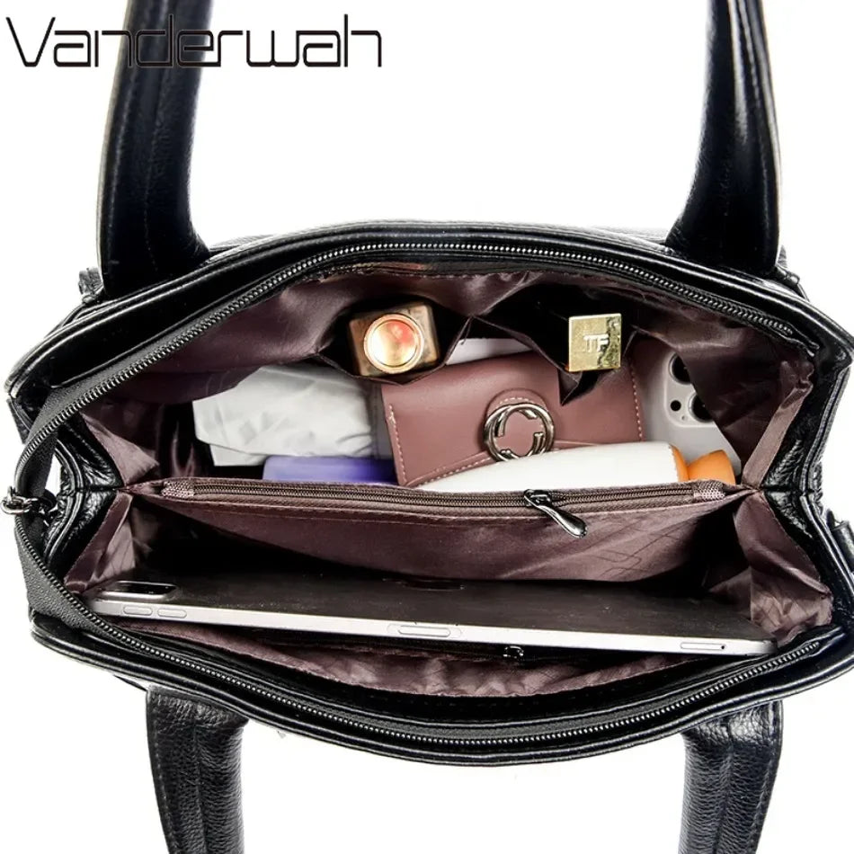 Bolsos de mano de lujo de marca genuina para mujer, bolsos de diseñador, bolsos de hombro de cuero suave, bolsos cruzados para mujer, bolso informal tipo tote.