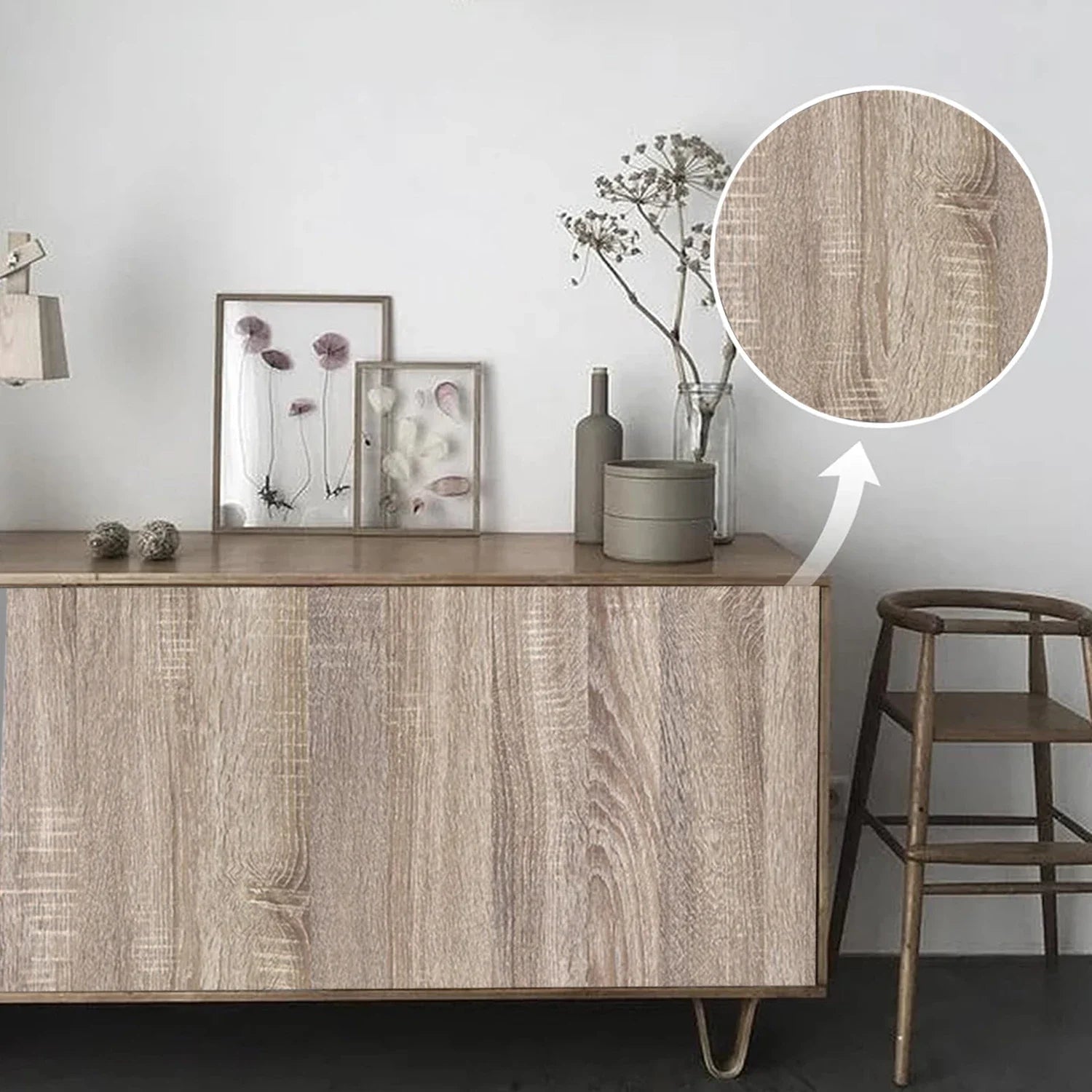 Rollo de papel tapiz adhesivo con 5 metros, pegatina impermeable de grano de madera, armario, puerta de escritorio, pegatinas de renovación de muebles