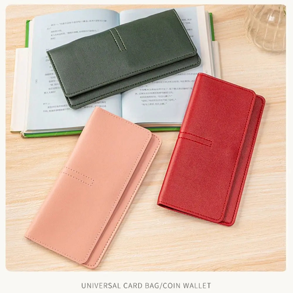 Carteras portátiles de cuero PU para mujer, carteras finas de gran capacidad de Color sólido, Mini cartera para mujer