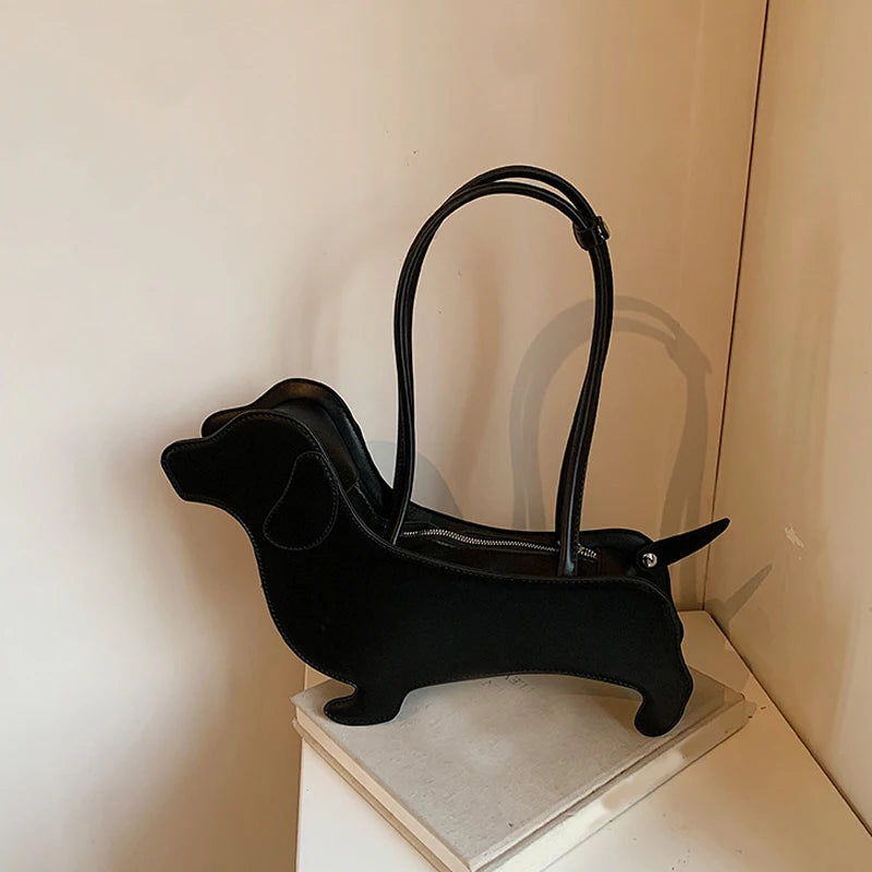 Bolso de hombro tridimensional de perro salchicha, bolso Retro de cuero PU con diseño de bolso para axila para mujer, bolso de viaje de tendencia
