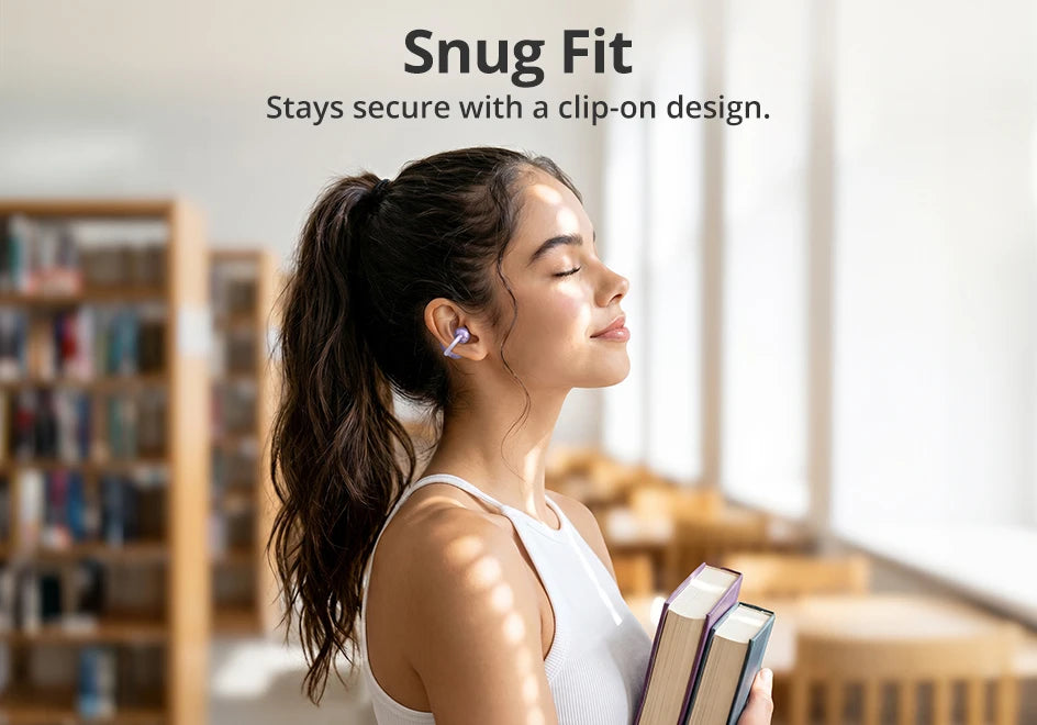 Tronsmart audífonos bluetooth OpenFly Clip con clip, Bluetooth 6.0, micrófono dual con IA, cancelación de ruido ambiental (ENC), ajuste flexible de titanio, 4,11 g, choice para correr