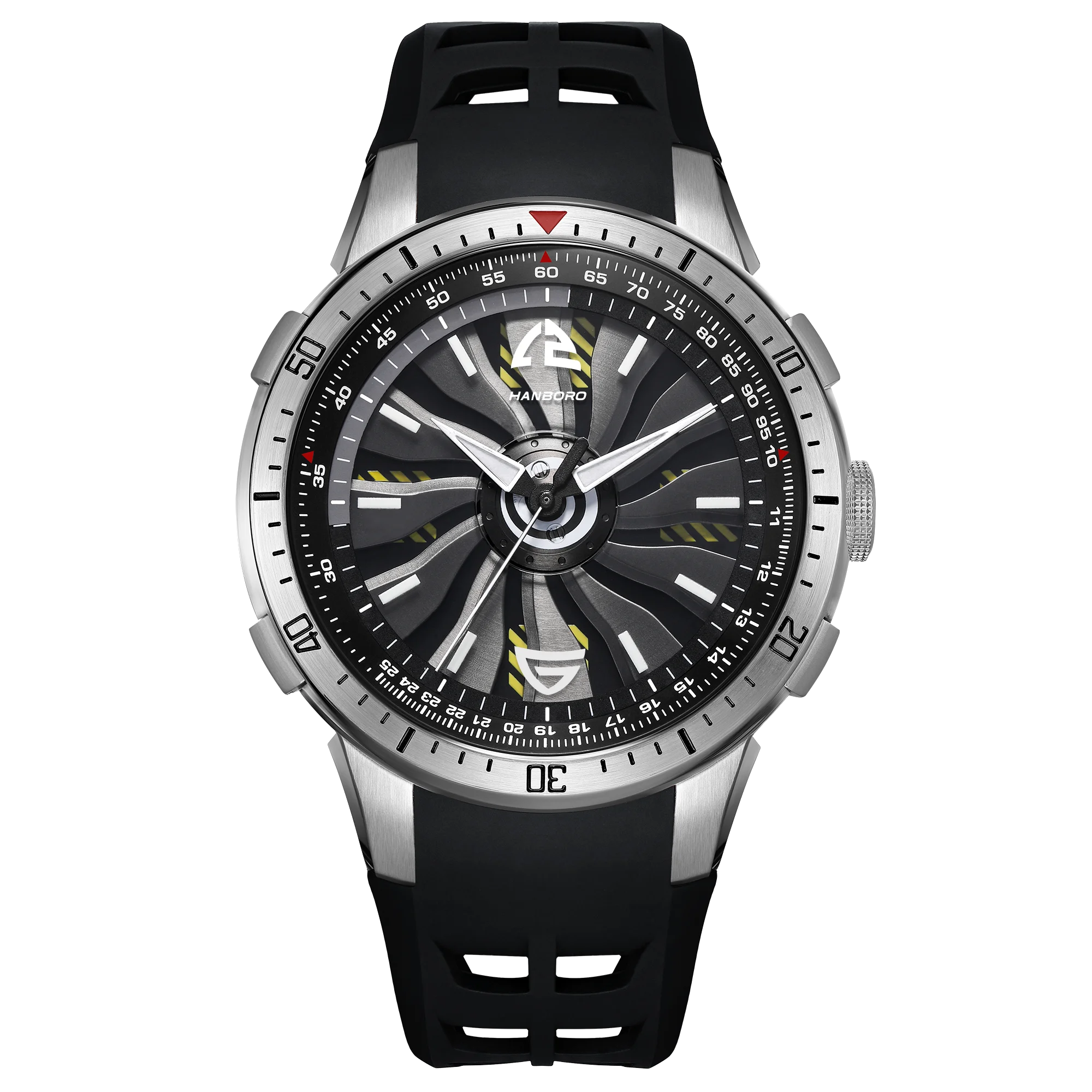 Reloj mecánico con volante ahuecado de HANBOROMen, reloj impermeable luminoso personalizado completamente automático