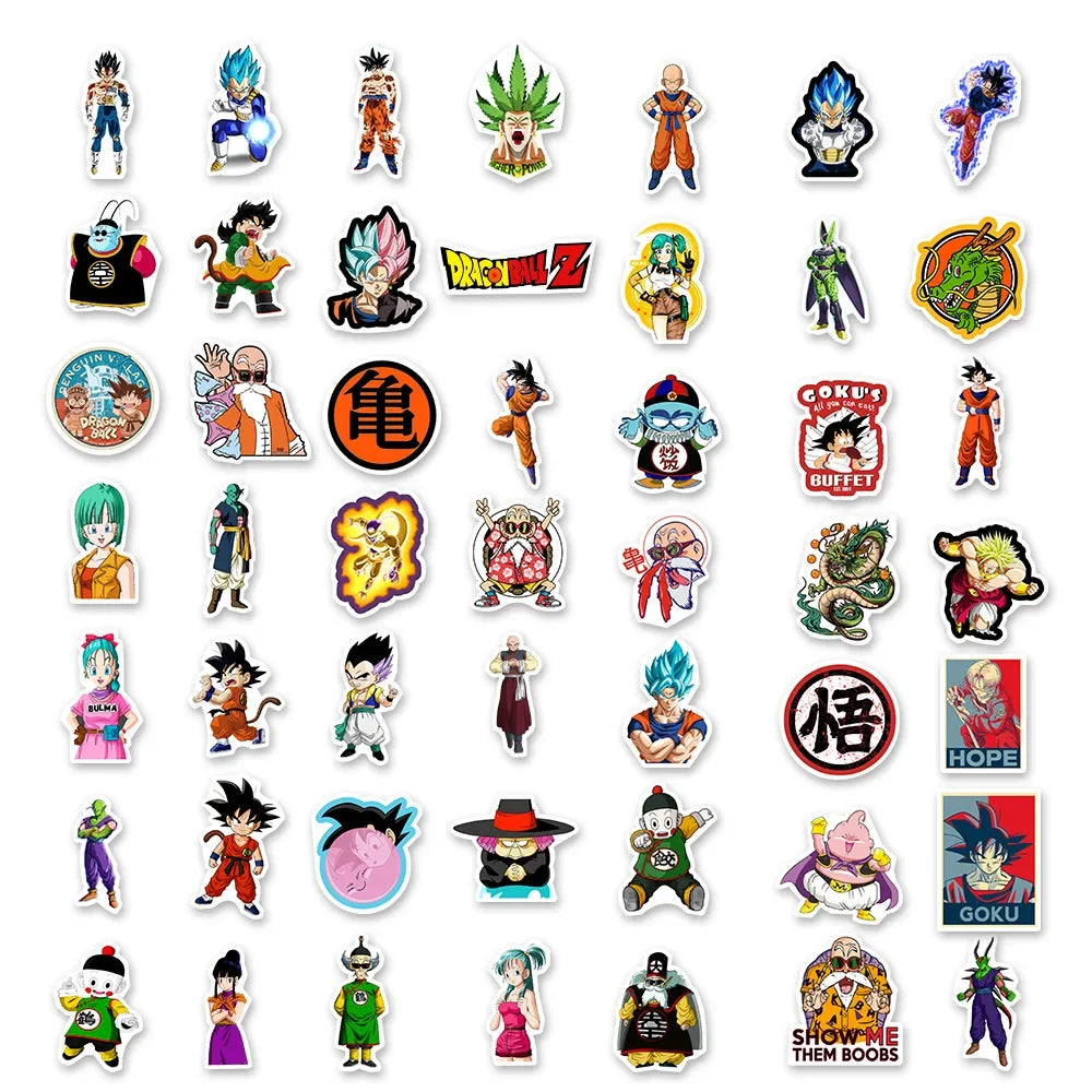 50/100/200 Uds. Pegatinas de Dragon Ball de Anime para niños Graffiti monopatín portátil botella de agua motocicleta pegatina de dibujos animados calcomanías de juguete