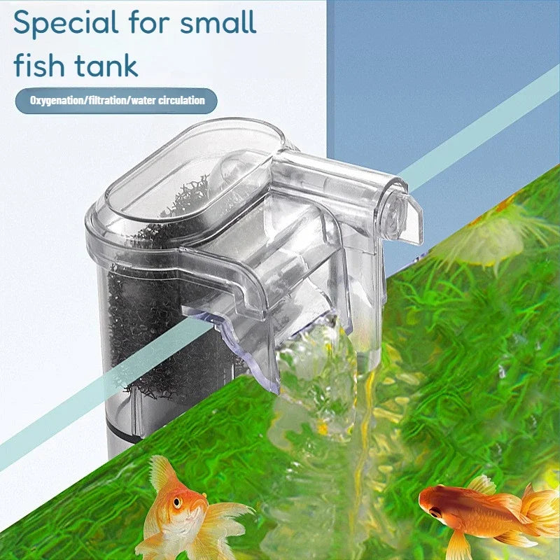 Filtro de Acuario Colgante, Mini Cascada, Bomba USB, Accesorios para Acuario, Filtro de Esponja para Limpieza y Circulación de Peceras Pequeñas