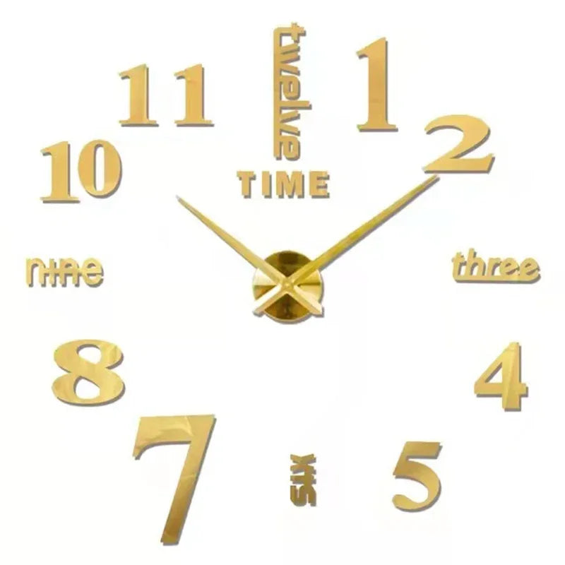 Reloj de pared con espejo acrílico de Número Romano grande 2D/3D, pegatina de moda DIY, relojes de cuarzo, reloj, decoración del hogar, pegatinas para el salón