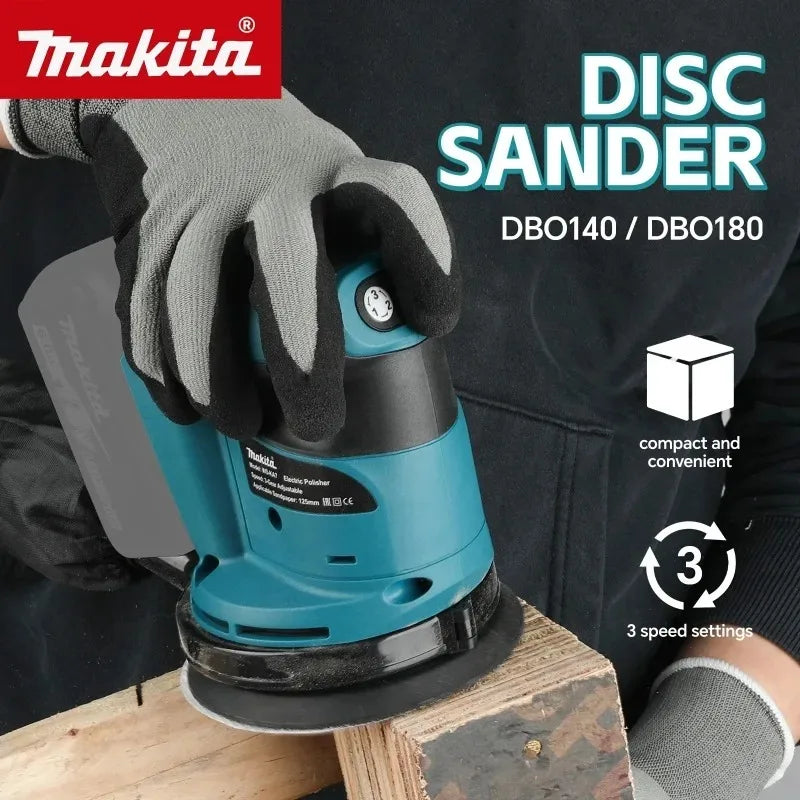 Lijadora Orbital Inalámbrica Makita DBO180Z de 18V, Pulidora Multivelocidad sin Escobillas para Lijado Profesional y Bricolaje en Madera (Solo Herramienta)