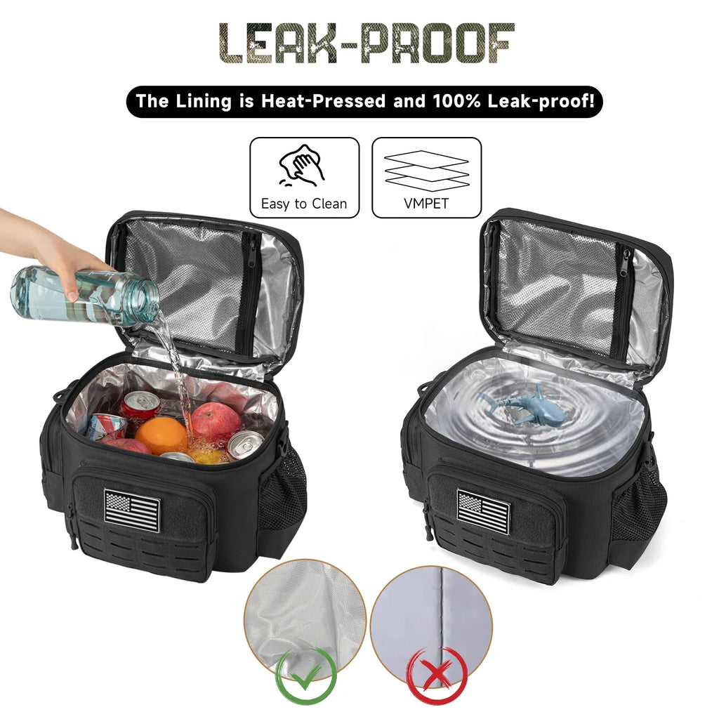 Bolsa térmica táctica para exteriores, fiambrera resistente para trabajo, bolsa de almuerzo duradera con aislamiento a prueba de fugas para hombres, comida, Camping, Picnic