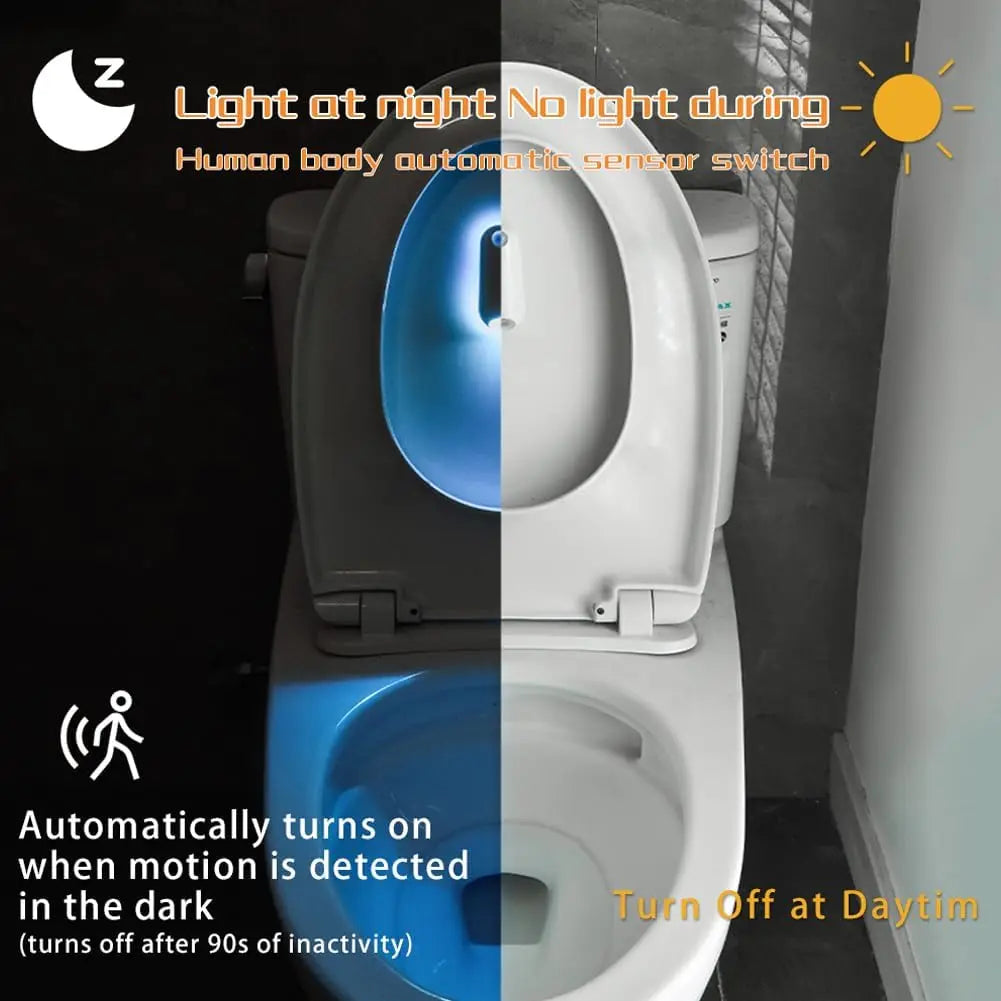 Luces para asiento de inodoro, sensor de movimiento inteligente, luz nocturna que cambia de colores, retroiluminación impermeable para baño, inodoro, lámpara LED