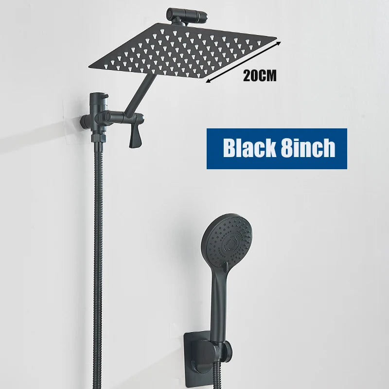 Juego de ducha oculto dos en uno, manguera larga para ducha, cabezal de ducha de lluvia de alta presión de 8/10 pulgadas, ducha de lluvia para baño