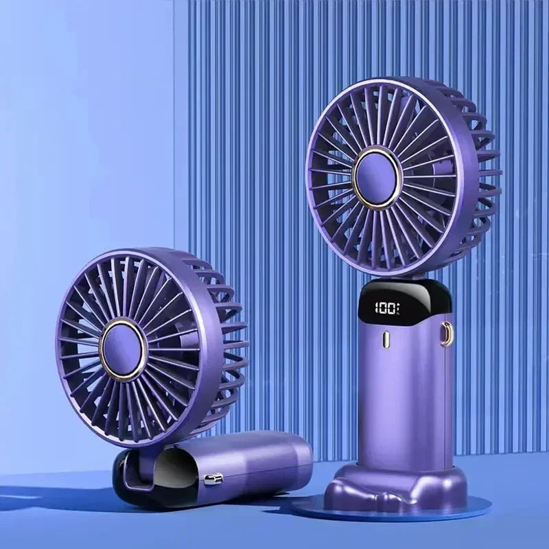 Ventilador recargable personal portátil de mano con pantalla digital LED 90 ° Ventilador recargable ajustable, mini aromaterapia de viento de 5 velocidades