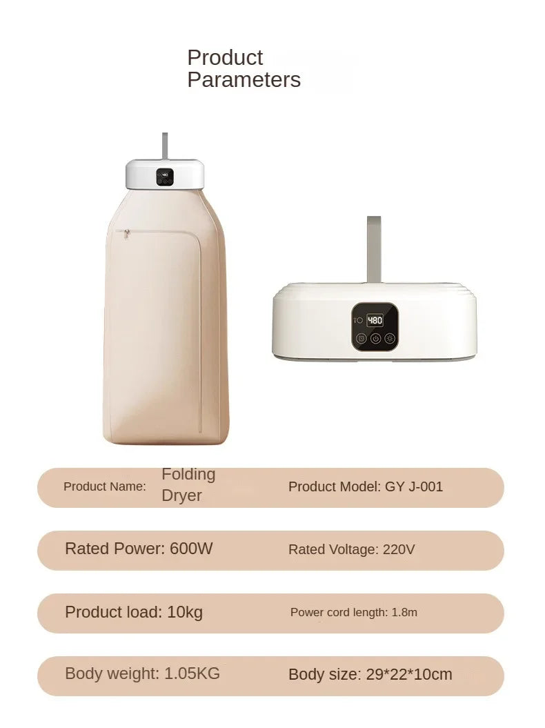 Nuevo Secador de Ropa Portátil Eléctrico, Secador de Ropa Portátil de Secado Rápido, Armario Doméstico con Bolsa de Secado, Accesorios de Invierno
