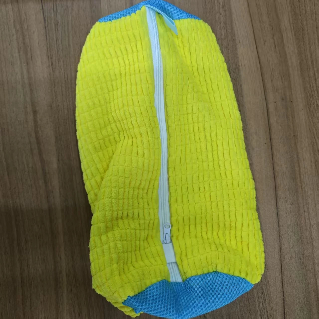 Bolsa duradera para lavadora de zapatos para todo tipo de zapatos, amarilla con cremallera azul, ideal para zapatillas de deporte y zapatos casuales, bolsa para lavar ropa